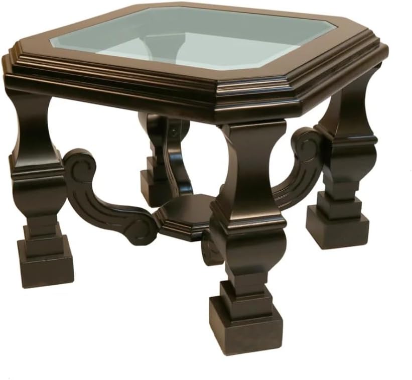 HomeRoots 24" Espresso Brown and Clear Wood and Glass Square End Table