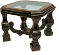 HomeRoots 24" Espresso Brown and Clear Wood and Glass Square End Table