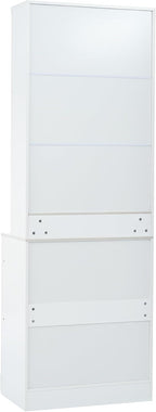 Modern 83.7inch High Kitchen Pantry, Freestanding Tall Kitchen Hutch with Faux Marble Top,Cupboard Cabinet with 5 Storage Drawers and Adjustable Shelf, Set of 2 (White-074)