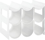 mDesign Plastic Free-Standing Water Bottle Organization/Wine Rack Storage Organizer for Kitchen Countertops, Cabinet, Bin, Pantry, Fridge, Refrigerator, 3 Tiers, 9 Bottles, Lumiere Collection - White