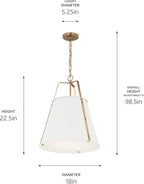 Kichler Etcher 2-Light Pendant Light Fixture with Etched Painted White Glass Diffuser, Kitchen Island Hanging Light in White and Champagne Bronze (22.5" x 18"), 52711WH