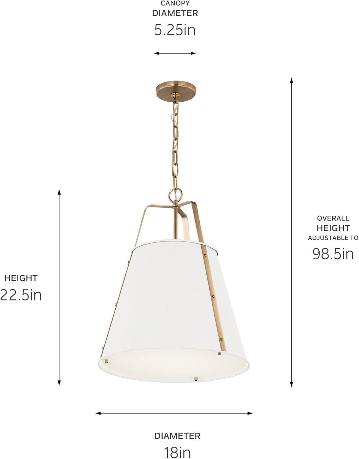 Kichler Etcher 2-Light Pendant Light Fixture with Etched Painted White Glass Diffuser, Kitchen Island Hanging Light in White and Champagne Bronze (22.5" x 18"), 52711WH