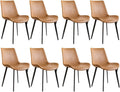 Dining Chairs, Modern PU Leather Dining Room Chair with Sturdy Metal Legs, Upholstered Seat Dinner Chairs Accent Side Chairs for Indoor Kitchen Living Room (Brown, Set of 8)