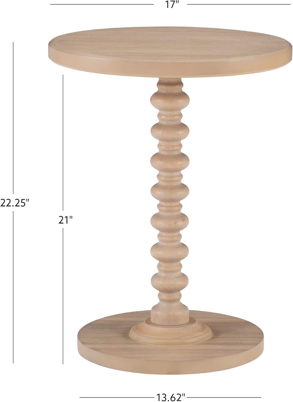 Powell Tarkin Round Natural Wood Turned Spindle Pedestal Side Accent Table