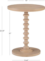 Powell Tarkin Round Natural Wood Turned Spindle Pedestal Side Accent Table