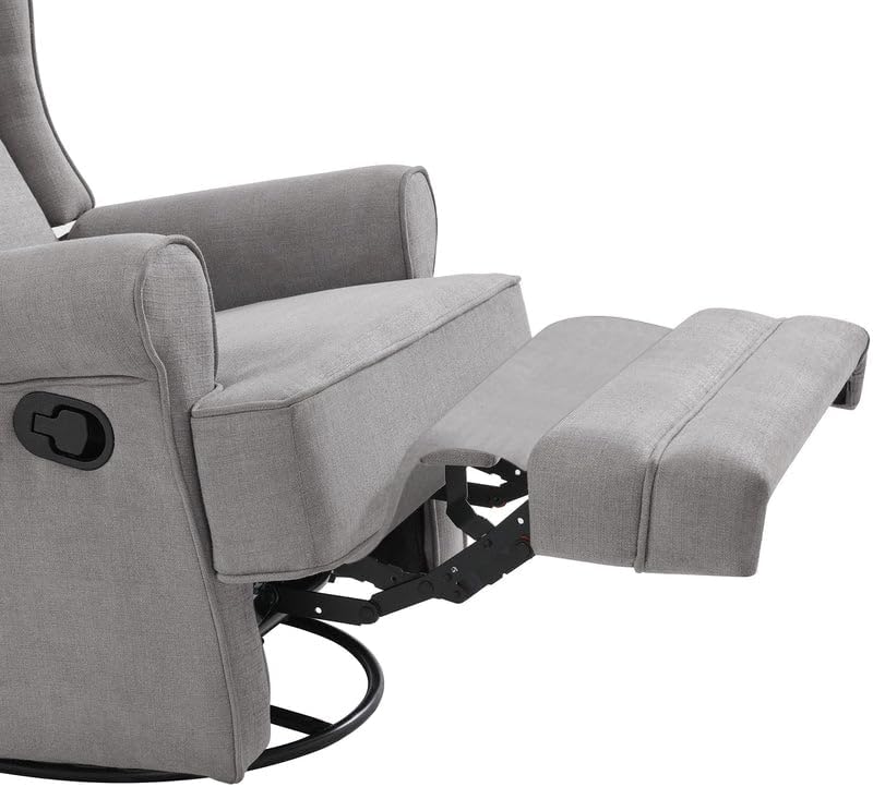 Oxford Baby Teegan Upholstered Glider Recliner Rocking Chair 360° Swivel for Nursery and Living Room - Gray