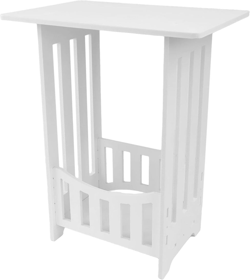White PVC Side Table, 2/3 Tier Narrow End Table with Display Shelf, Compact Nightstand Bookcase for Bedroom Living Room Bathroom(Single level)