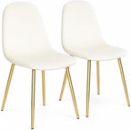 Velvet Dining Chairs with Gold Chrome Legs, Modern Ergonomic Design, Set of 2 (2, Cream White)