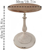 Country Round Table, Pedestal Side Table with Handcrafted Vintage Finish, Retro Accent End Table for Living Room or Dining Room(Black)