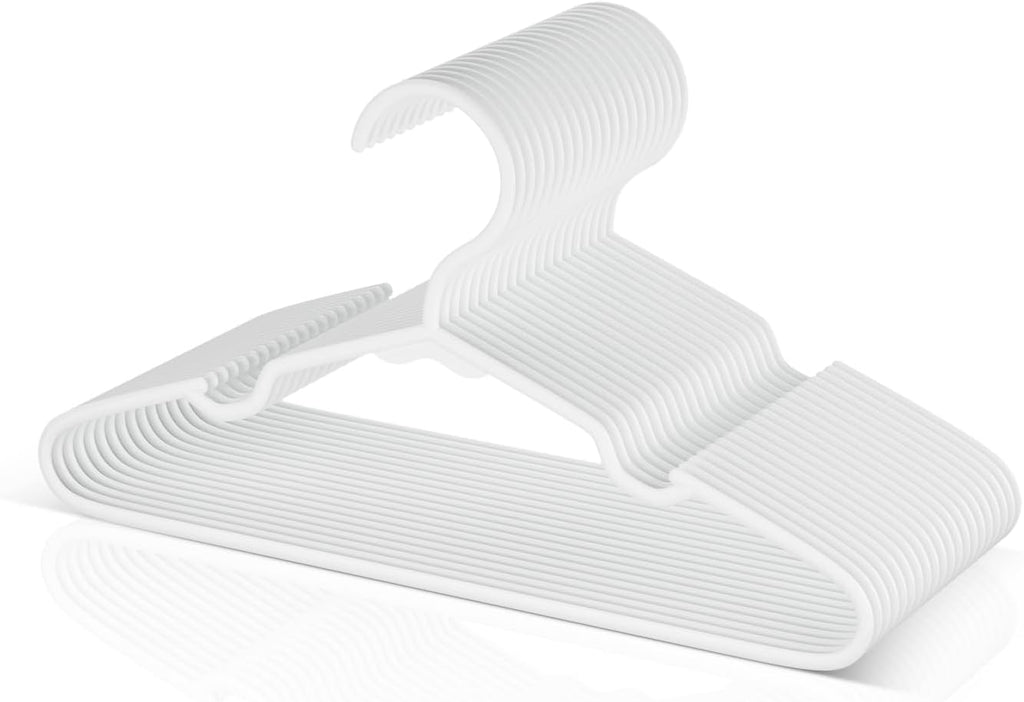 VTRIN Baby Hangers 20 Pack Large Capacity Hard Plastic Kids Hangers Suitable for All Clothes of Infant and Toddler, Such as Short, Shirts and Thick Coats, White