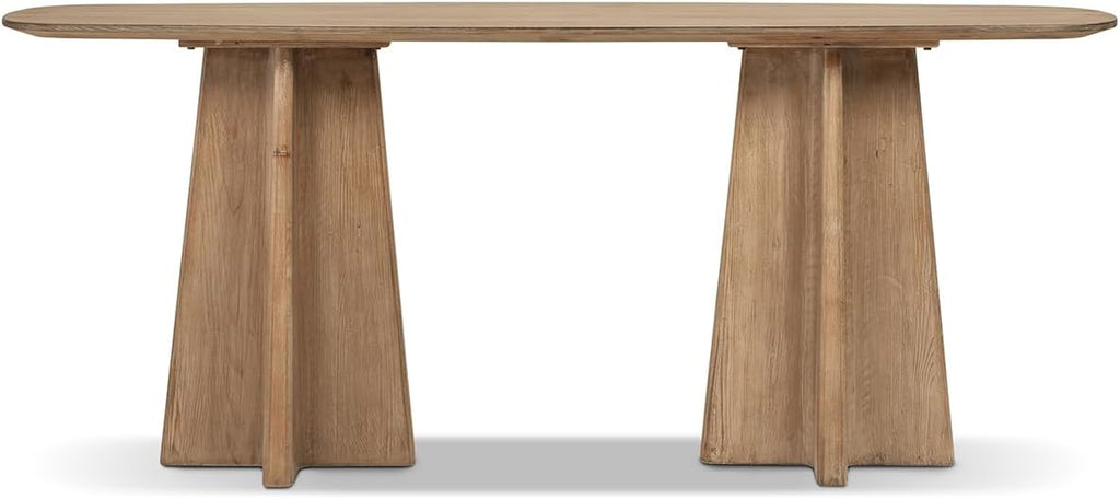 Jennifer Taylor Home Clarence 72" Reclaimed Wood Sculptural Console Table, Antique Natural Brown Reclaimed Pine Wood
