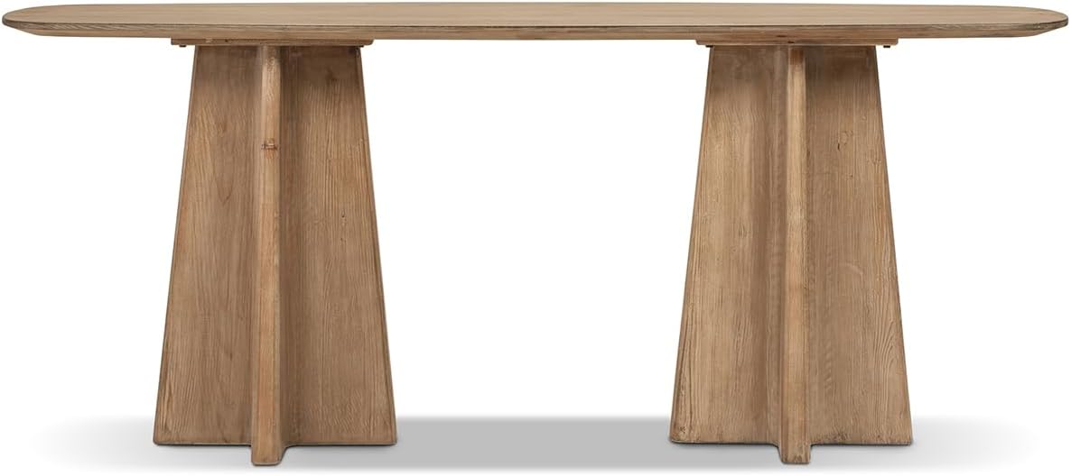 Jennifer Taylor Home Clarence 72" Reclaimed Wood Sculptural Console Table, Antique Natural Brown Reclaimed Pine Wood