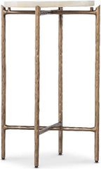 Hooker Melange Je Suis Petit Spot Table with Stone Top on a Gold Metal Base