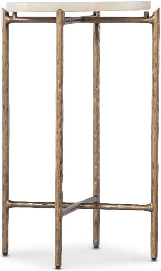 Hooker Melange Je Suis Petit Spot Table with Stone Top on a Gold Metal Base