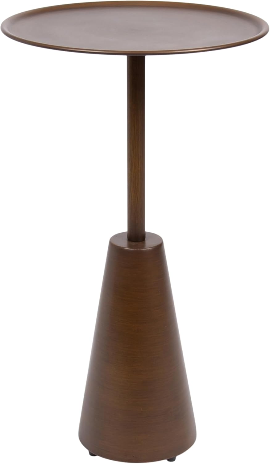 Kate and Laurel Sitara Modern Metal Circle Side Table, 14 x 14 x 24, Antique Brass, Unique Outdoor-Safe Round Metallic End Table for Use as Patio Accent Table or Pedestal Martini Table