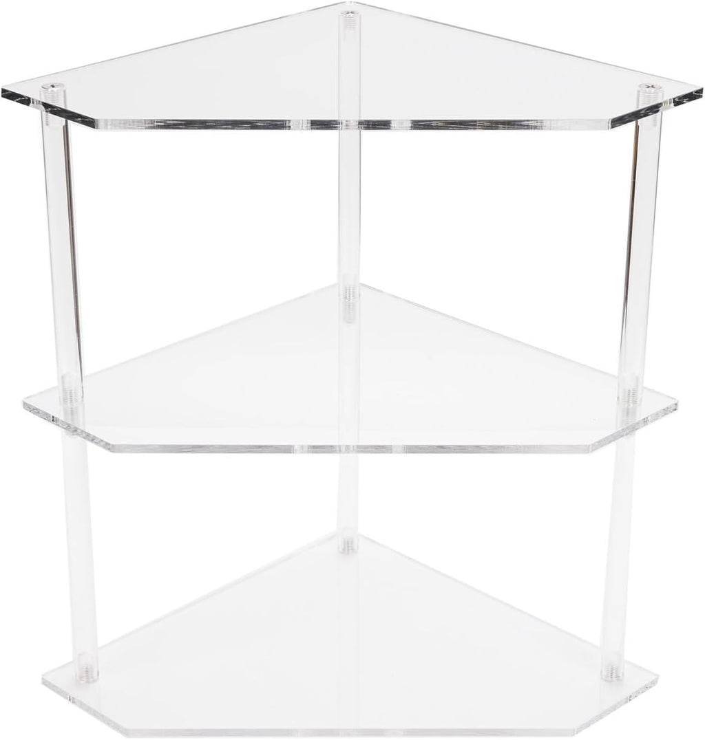 Acrylic Corner Side Table, 3 Tier Triangular End Table, Small Side for Living Room Bedroom Study Arrangement, Stable and Space Saving, 8.9 X 8.9 X 11.8in