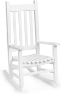 Outvita Wood Children's Rocking Chair, Perfect for Indoor or Outdoor All-Weather Wooden Porch Rocker for Garden, Yard, and Balcony, Patio Rocking Chair Suitable for Kids Ages 6-10(White)
