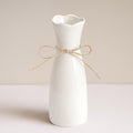 Small Vase White Ceramic Jute Rope Simple Vases for Home Decor Minimalist Modern Flower Vase Elegant Decorative Glossy Vase for Pampas Grass, Office, Living Room, Mantel and Bedroom Décor