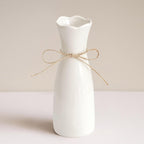 Small Vase White Ceramic Jute Rope Simple Vases for Home Decor Minimalist Modern Flower Vase Elegant Decorative Glossy Vase for Pampas Grass, Office, Living Room, Mantel and Bedroom Décor