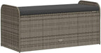 Poly Rattan Patio Storage Bench with Cushion, 45.3 Inch Outdoor Seat with Waterproof Bag and Gas Spring, Gray