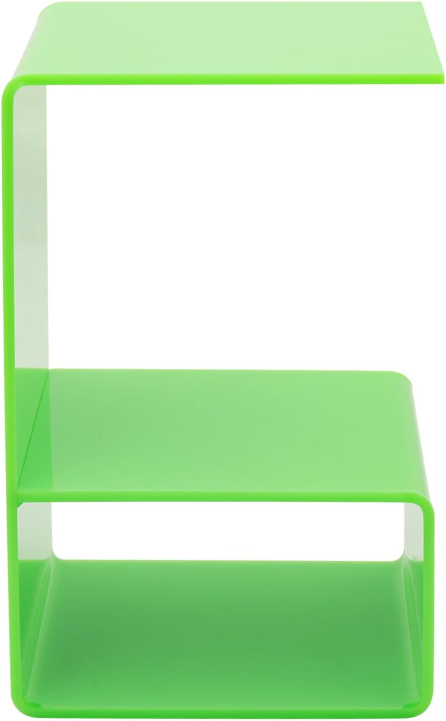 Acrylic Side Table, 21.6" C Shaped End Table, Free Standing Storage Tables, 3 Tier Bedside Nightstand, Small Coffee Tables for Living Room Bedroom Bathroom Entryway (Green)