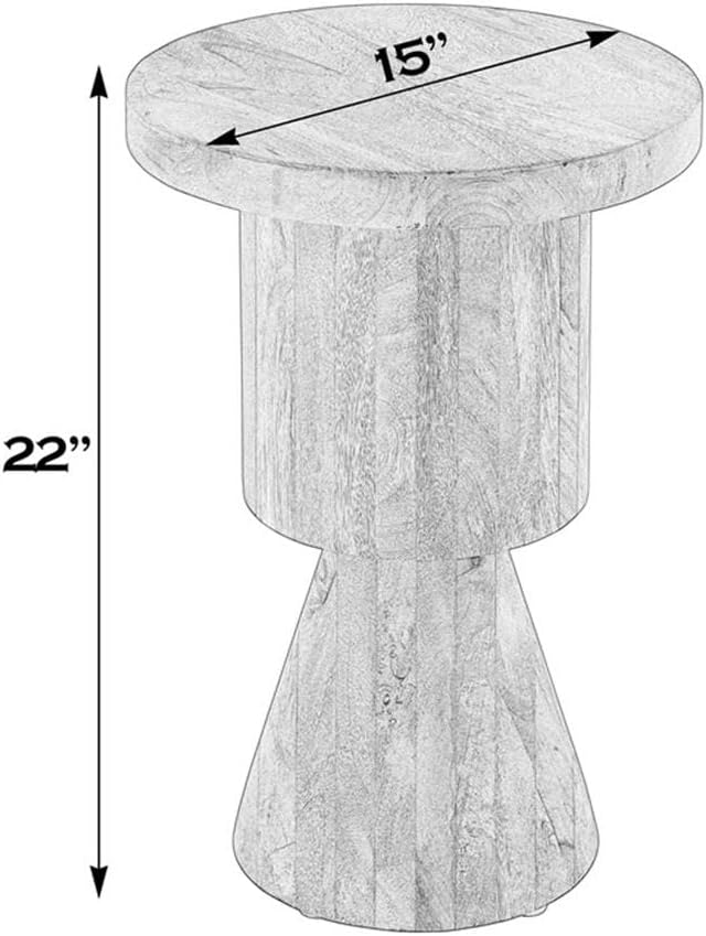Beaumont Lane 15" Round Solid Mango Wood Side Table, Natural Brown Lacquer Finish, Hand-Carved Detailing, Pedestal Base, Fully Assembled Accent Table for Living Room, Bedroom, or Hallway