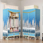 Portable Wardrobe,Simplicity Fabric Cupboard Clothes Storage Hanging Rail Storage Cabinet with Drawer Storage Shoes,Toy(Size:168 * 128 * 45CM)