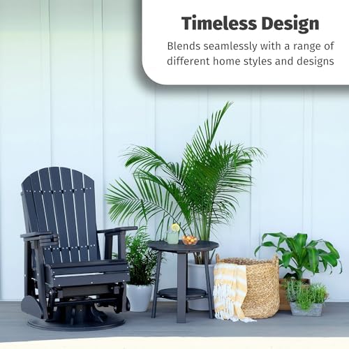 LuxCraft 2' Adirondack Outdoor Swivel Glider Chair, Patio Gliding Rocker, Swiveling Glider Rocking Chair for Outside (Antique Mahogany & Black)
