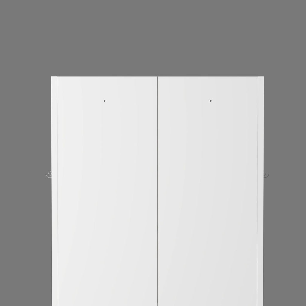 Metal Kitchen Pantry Cabinet - 72" Tall Sideboard Storage Case with Glass Doors & Adjustable Shelves, White Cupboard Storage Hutch Cabinet Coffee Bar Cabinet