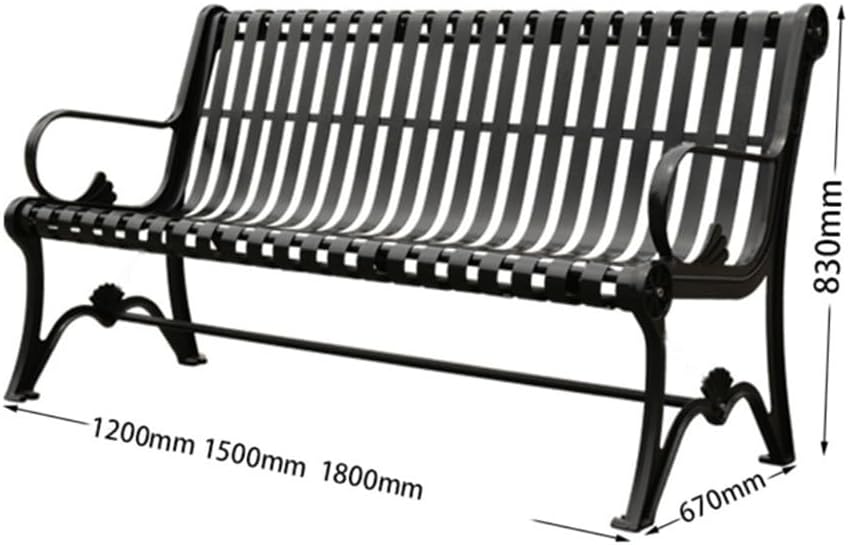 Outdoor Bench, Iron Park Bench, 2-Person Outdoor Patio Seat, Garden Bench Garden Bench(150cm)