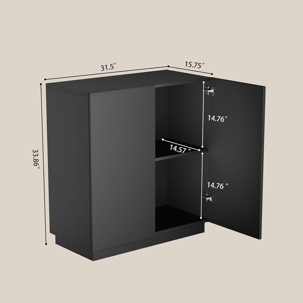 amunrbrek 31.5" Minimalist Buffet Cabinet, Sideboard with Storage, Black