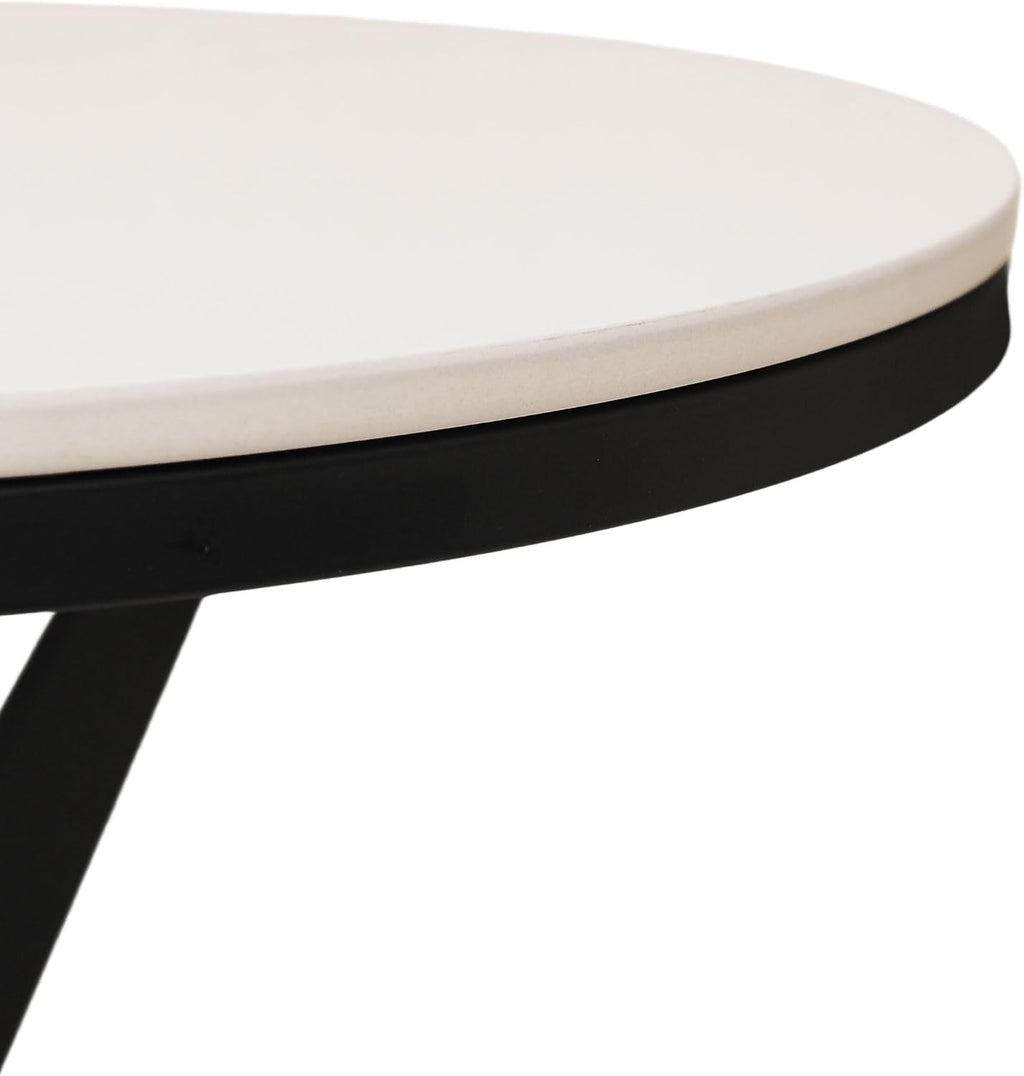 17.72" Side Table Round End Table with Marble Top and Iron Base - Modern Design for Living Room, Bedroom & Office