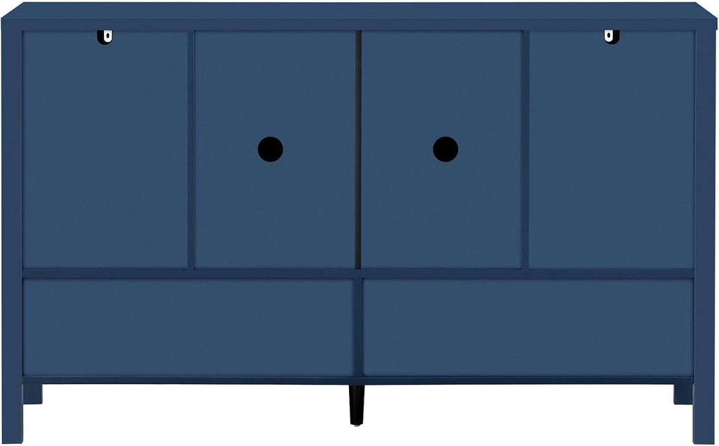 Virubi 55" Sideboard Buffet Cabinet with Storage and Double Hooks, Modern Wood Coffee Bar Cabinet with Open Shelf and 2-Tiers Adjustable Shelves for Living Room, Hallway, Dining, Navy Blue