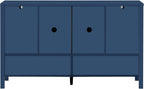 Virubi 55" Sideboard Buffet Cabinet with Storage and Double Hooks, Modern Wood Coffee Bar Cabinet with Open Shelf and 2-Tiers Adjustable Shelves for Living Room, Hallway, Dining, Navy Blue