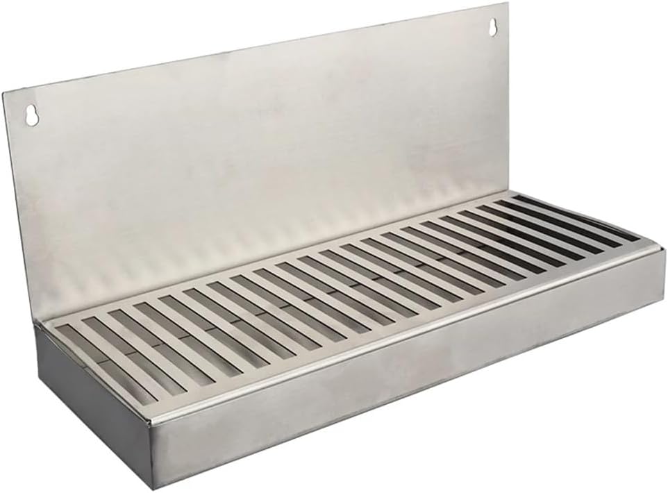 Stainless Steel Beer Drip Tray 12"x4.9" Wall ed with Drain Hole - Perfect for Homebrew, Craft Beer Dispenser, Bar Tool, Beve Serving Solut