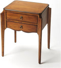 Beaumont Lane Modern Transitional Wood End Table, Olive Ash Brown Finish, 22 x 18 x 27 Inches, Rectangular with 2 Storage Drawers, Rubberwood and Cherry Veneer, Living Room Furniture