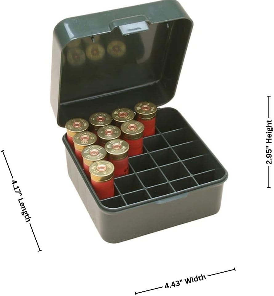 MTM Case-Gard S25D-11 Shotshell box, 25 Round, Flip Top, Mechanical hinge, USA Made, Forest Green