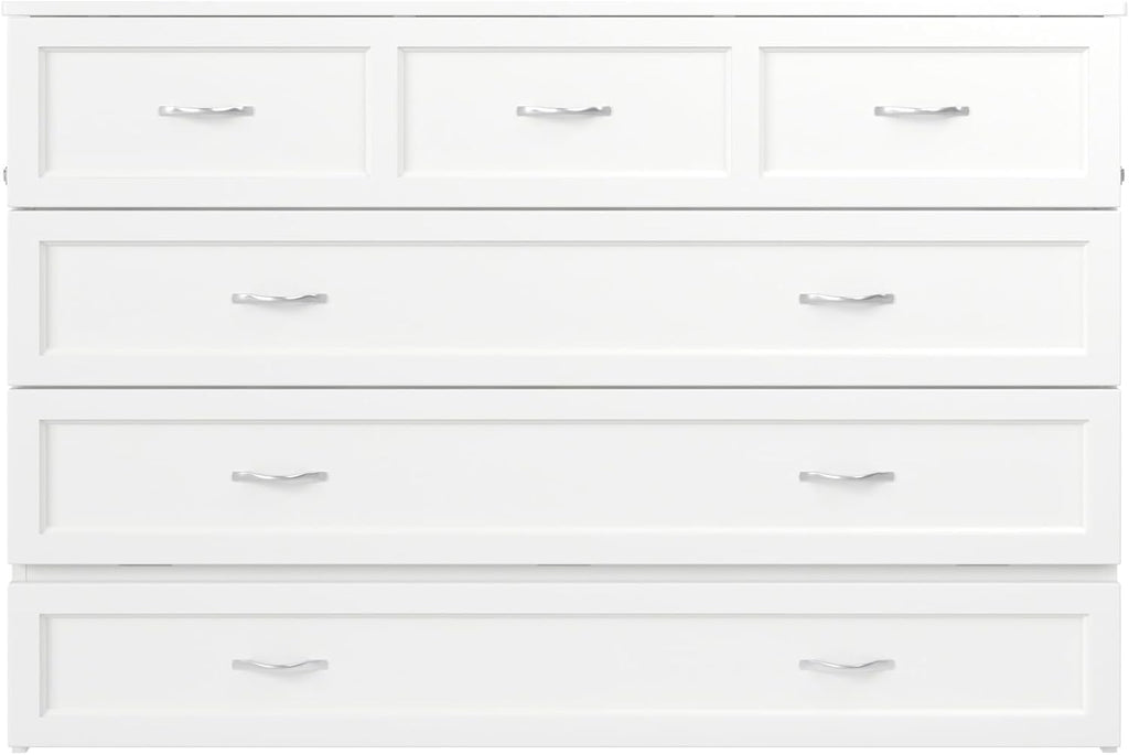 AFI, Northfield Murphy Bed Chest Queen with 6" Mattress, Storage Drawer & Built-in USB Charger, White