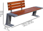 Garden Outdoor Garden Backrest Chair, Wooden Bench with Stainless Steel Frame, for Balcony Yard Porch Seating Seat(Medium)