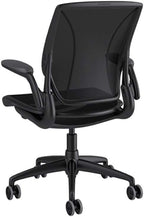 Humanscale Diffrient World Task Chair | Black Catena Mesh Seat and Back | Black Frame, Black Trim | Height-Adjustable Duron Arms | Standard Foam Seat, 3" Carpet Casters, 5" Cylinder