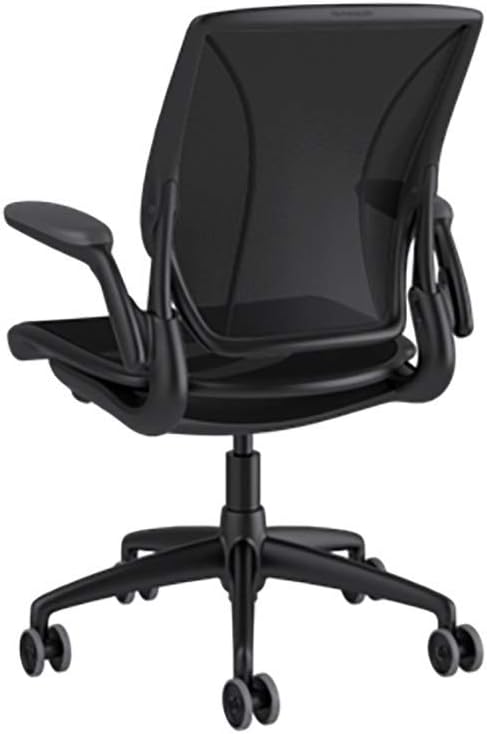 Humanscale Diffrient World Task Chair | Black Catena Mesh Seat and Back | Black Frame, Black Trim | Height-Adjustable Duron Arms | Standard Foam Seat, 3" Carpet Casters, 5" Cylinder