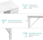 Lufeiya Small White Desk with Drawers for Bedroom, 40 Inch Kids Girls Study Desks, Reversible Computer Writing Nail Table with Fabric Drawer for Small Spaces Home Office Manicure