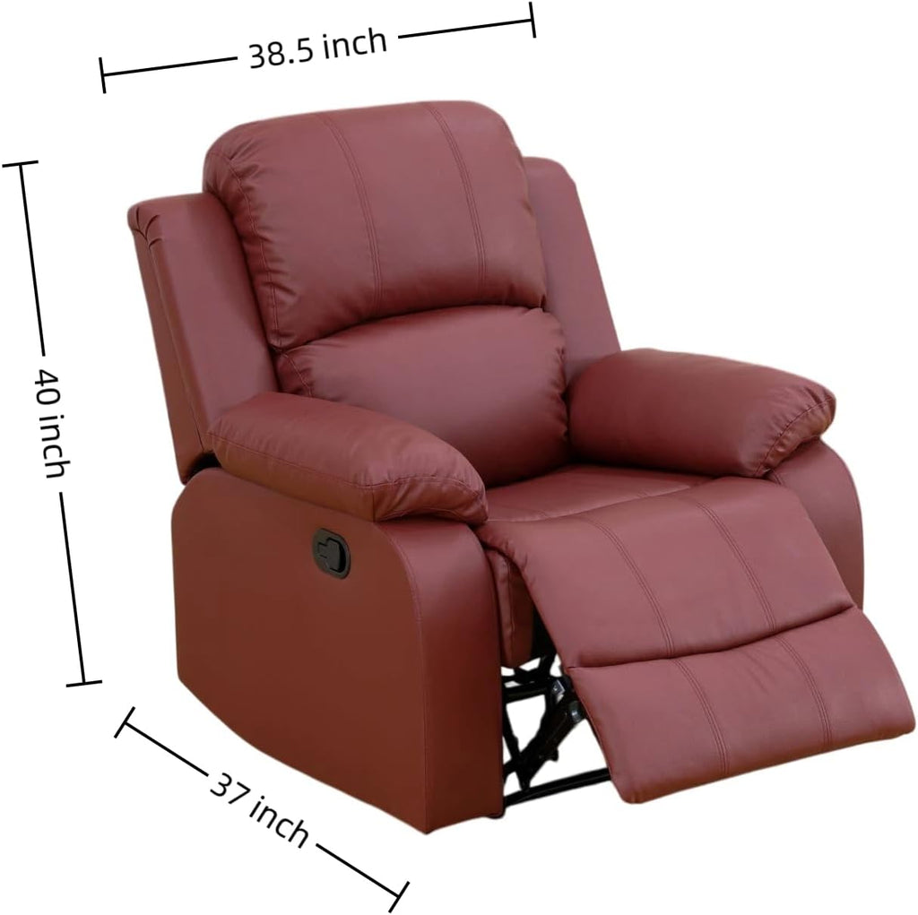 Manual Recliner Chair, Nursery Chair, Recliner Chair for Adults, Lazy Boy, Gaming Recliner wih Overstuffed Arms, Suitable for Home Theater, Living Room, Bedroom, Red