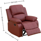 Manual Recliner Chair, Nursery Chair, Recliner Chair for Adults, Lazy Boy, Gaming Recliner wih Overstuffed Arms, Suitable for Home Theater, Living Room, Bedroom, Red