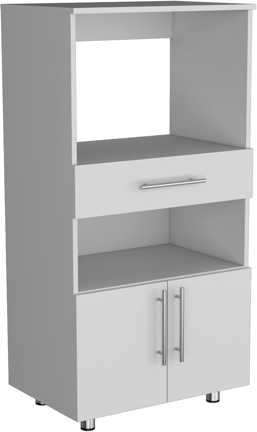 Worland Pantry Cabinet with Microwave Stand, Multi-Functional with Drawer and 2-Door