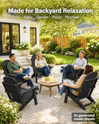 YEFU Adirondack Chairs Set of 2 for Outdoor: Folding Plastic Adirondack Chair with Cup Holder & Adjustable Back for Adult - All-Weather HDPE Weather Resistant for Patio Lawn - Easy Assembly(Black)
