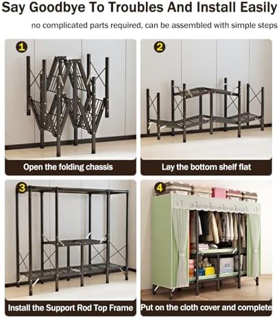 Canvas Wardrobe 85x50x172cm Wardrobes for Bedroom,Portable Wardrobe,1 Hanging Rails Folding Wardrobe,Folding Collapsible Fabric Storage Box for Wardrobe