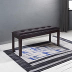 Giantex Dining Room Bench, Traditional Upholstered Table Benches, Hallway PU Leather Bench Entryway Bench, Bedroom Bench for End of Bed, Ottoman Bench (Brown)