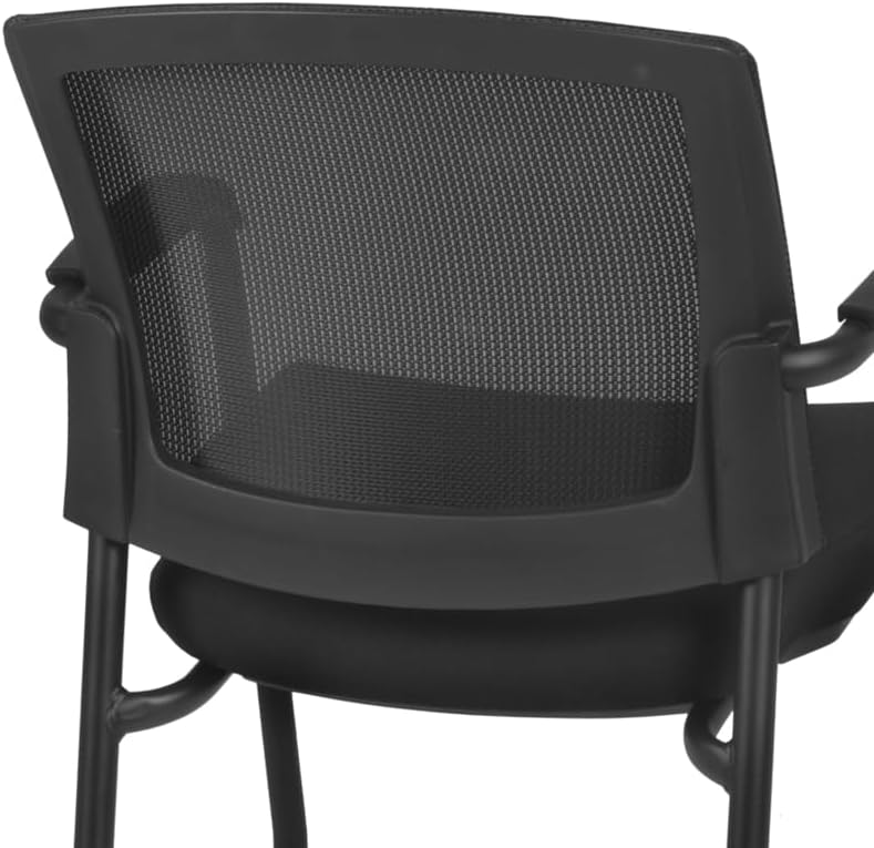 Romig Knight Multi-Purpose Mesh Side Chair with Casters – Ergonomic Rolling Guest Chair with Padded Seat & Arms for Office, Conference Room & Training Spaces (Black)