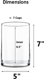 CYS EXCEL Glass Cylinder Vase (H:7" D:5") | Multiple Size Choices Glass Flower Vase Centerpieces | Hurricane Floating Candle Holder Vase
